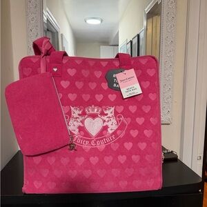 Juicy Couture Fuchsia Heart Beach Tote Bag